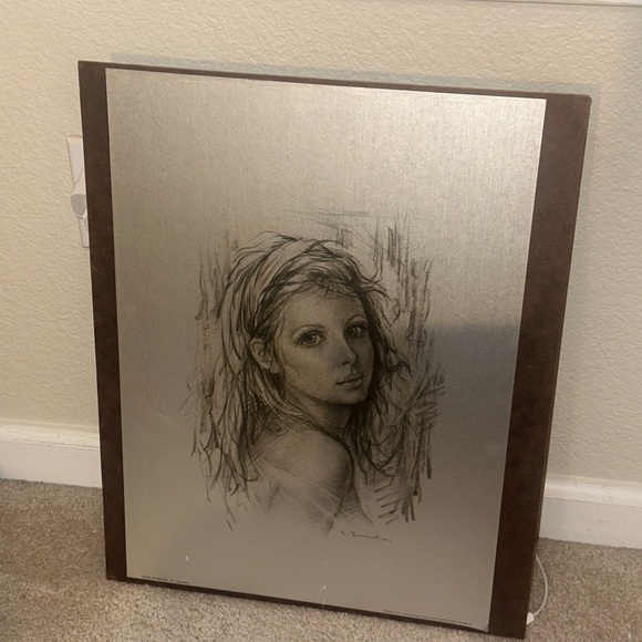 Giuseppe Tarantino lithograph face Young Woman Milan 1974 - Picture 4 of 8